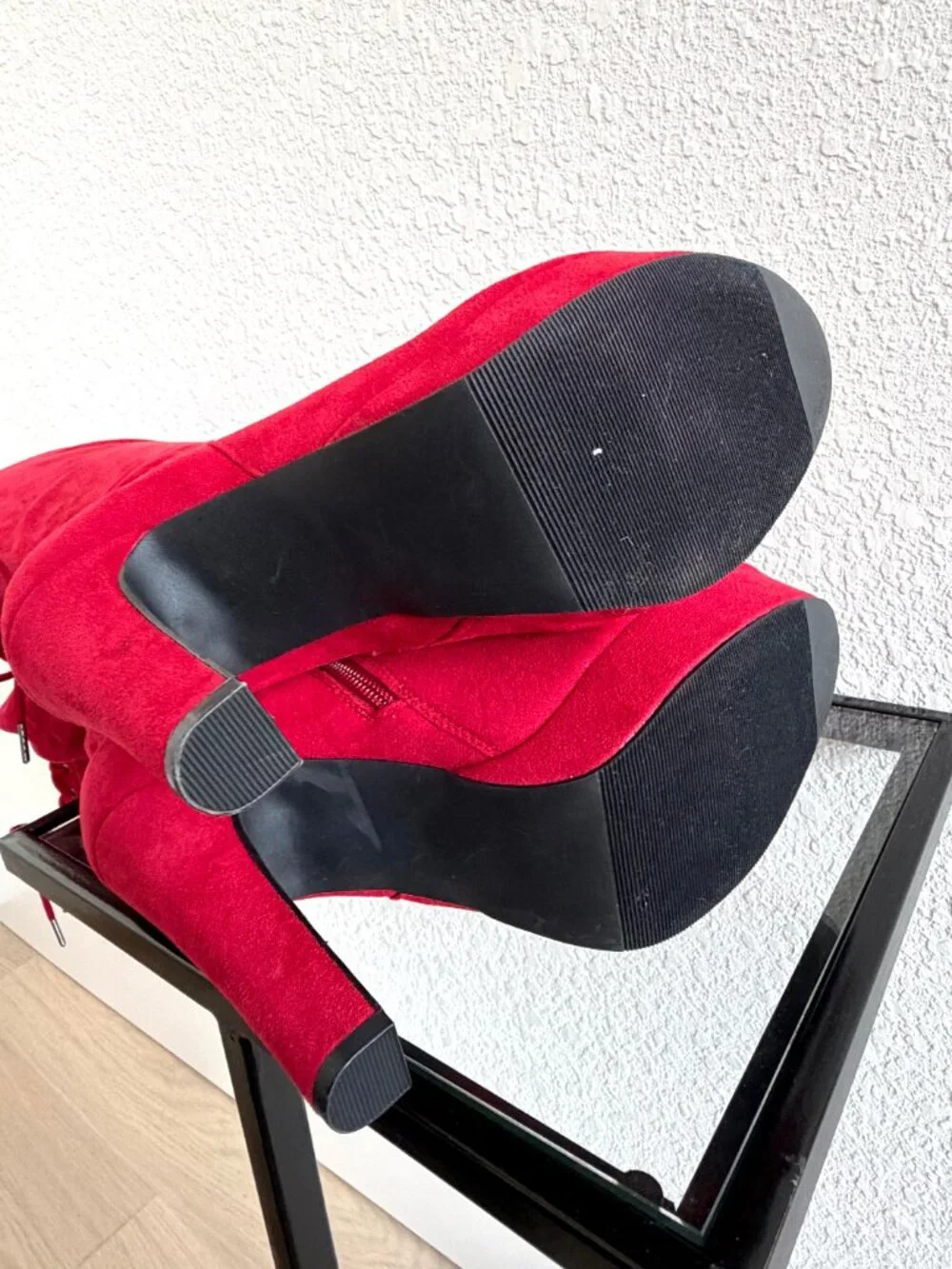 Torrid Bright Red Suede-Like Over the Knee Boots - Size 8